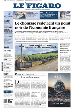 Prima pagina Le Figaro di oggi - Quotidiano estero