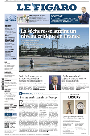 Prima pagina Le Figaro di oggi - Quotidiano estero