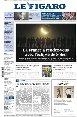Prima pagina Le Figaro di oggi - Quotidiano estero