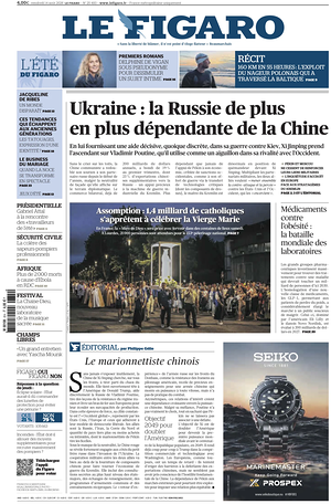 Prima pagina Le Figaro di oggi - Quotidiano estero