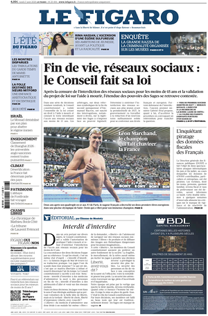 Prima pagina Le Figaro di oggi - Quotidiano estero