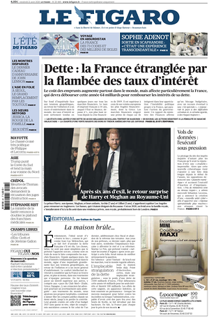 Prima pagina Le Figaro di oggi - Quotidiano estero