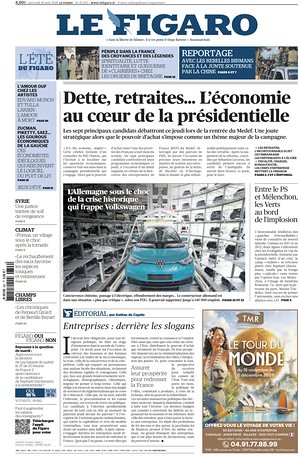 Prima pagina Le Figaro di oggi - Quotidiano estero