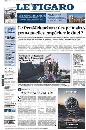 Prima pagina Le Figaro di oggi - Quotidiano estero