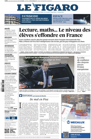 Prima pagina Le Figaro di oggi - Quotidiano estero