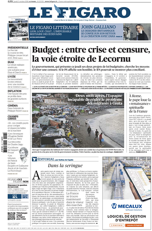 Prima pagina Le Figaro di oggi - Quotidiano estero