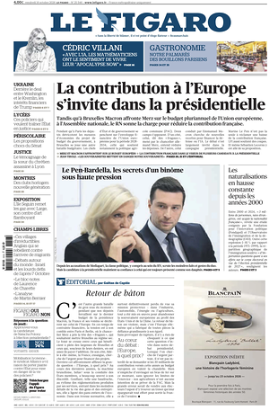 Prima pagina Le Figaro di oggi - Quotidiano estero