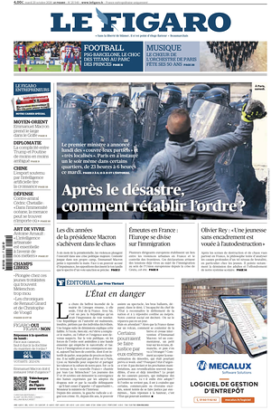 Prima pagina Le Figaro di oggi - Quotidiano estero