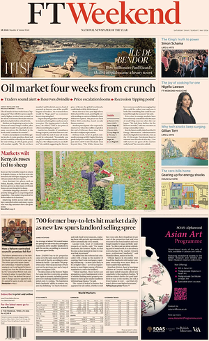 Today's Financial Times front page - Business newspaper