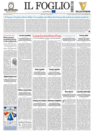 Prima pagina Il Foglio Quotidiano di oggi - Quotidiano nazionale