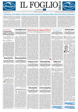 Prima pagina Il Foglio Quotidiano di oggi - Quotidiano nazionale
