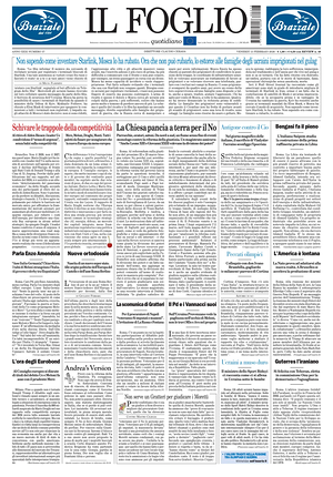 Prima pagina Il Foglio Quotidiano di oggi - Quotidiano nazionale