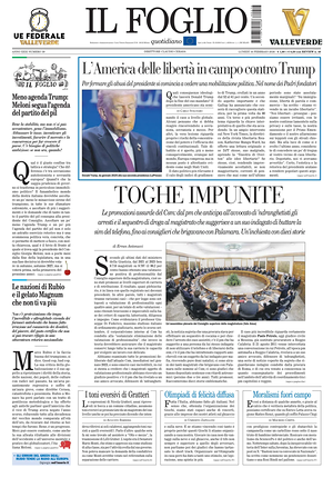 Prima pagina Il Foglio Quotidiano di oggi - Quotidiano nazionale