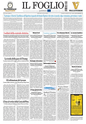 Prima pagina Il Foglio Quotidiano di oggi - Quotidiano nazionale