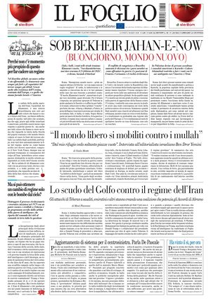 Prima pagina Il Foglio Quotidiano di oggi - Quotidiano nazionale