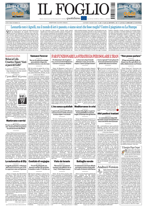 Prima pagina Il Foglio Quotidiano di oggi - Quotidiano nazionale