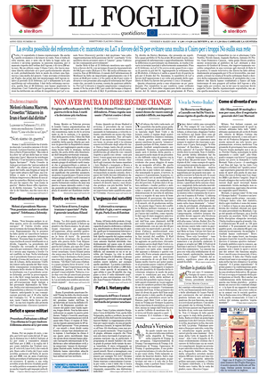 Prima pagina Il Foglio Quotidiano di oggi - Quotidiano nazionale
