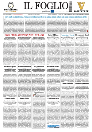 Prima pagina Il Foglio Quotidiano di oggi - Quotidiano nazionale