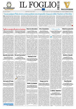 Prima pagina Il Foglio Quotidiano di oggi - Quotidiano nazionale