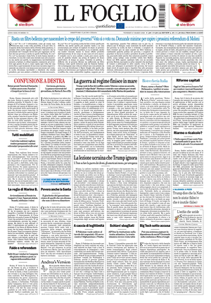 Prima pagina Il Foglio Quotidiano di oggi - Quotidiano nazionale