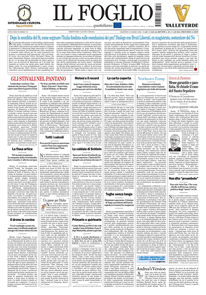 Prima pagina Il Foglio Quotidiano di oggi - Quotidiano nazionale