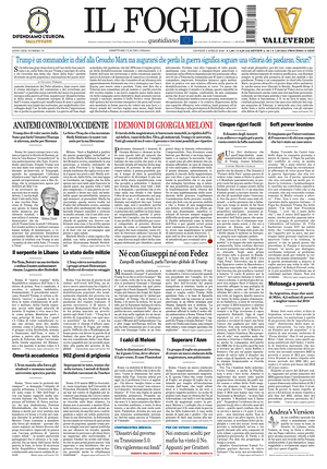 Prima pagina Il Foglio Quotidiano di oggi - Quotidiano nazionale
