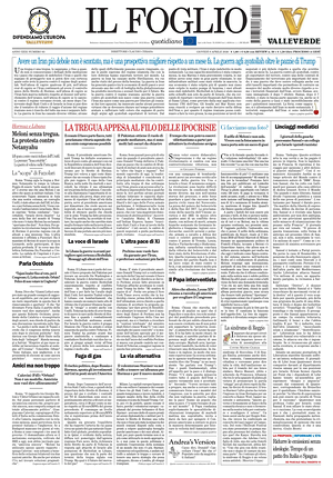 Prima pagina Il Foglio Quotidiano di oggi - Quotidiano nazionale