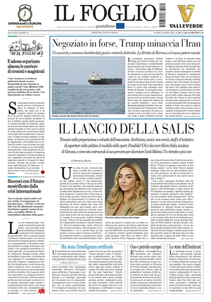 Prima pagina Il Foglio Quotidiano di oggi - Quotidiano nazionale