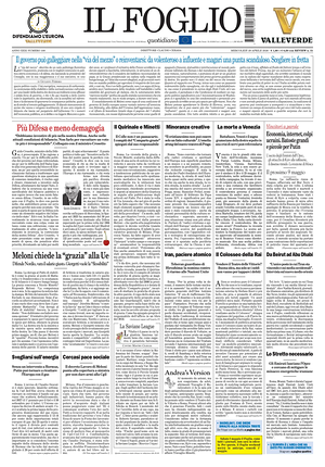 Prima pagina Il Foglio Quotidiano di oggi - Quotidiano nazionale