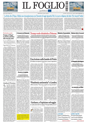 Prima pagina Il Foglio Quotidiano di oggi - Quotidiano nazionale