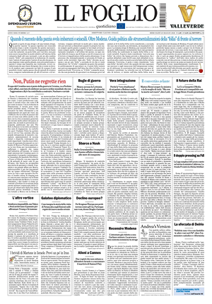 Prima pagina Il Foglio Quotidiano di oggi - Quotidiano nazionale