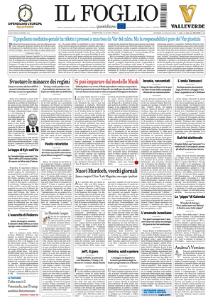 Prima pagina Il Foglio Quotidiano di oggi - Quotidiano nazionale