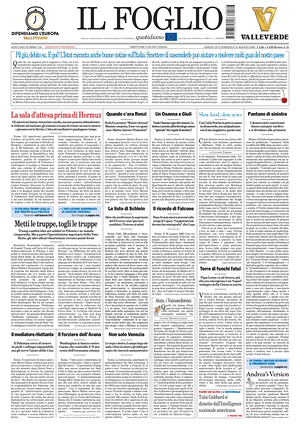 Prima pagina Il Foglio Quotidiano di oggi - Quotidiano nazionale