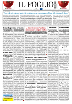 Prima pagina Il Foglio Quotidiano di oggi - Quotidiano nazionale