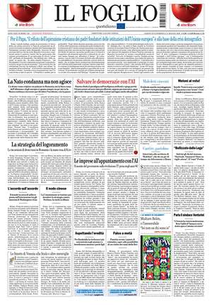 Prima pagina Il Foglio Quotidiano di oggi - Quotidiano nazionale