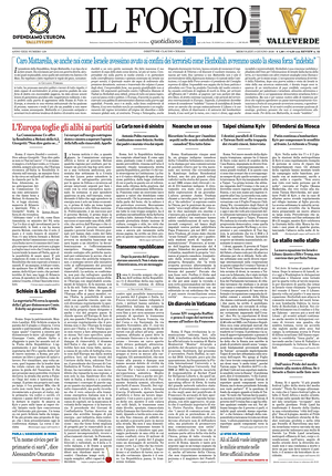Prima pagina Il Foglio Quotidiano di oggi - Quotidiano nazionale