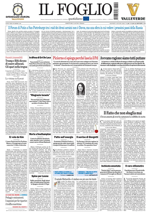 Prima pagina Il Foglio Quotidiano di oggi - Quotidiano nazionale