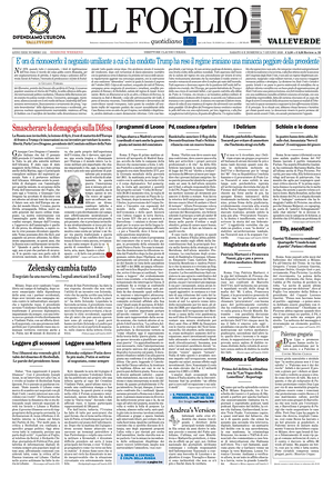 Prima pagina Il Foglio Quotidiano di oggi - Quotidiano nazionale