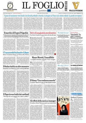 Prima pagina Il Foglio Quotidiano di oggi - Quotidiano nazionale