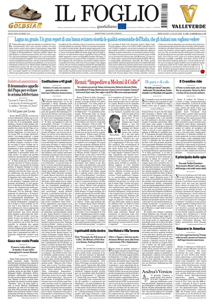 Prima pagina Il Foglio Quotidiano di oggi - Quotidiano nazionale