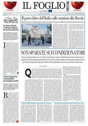 Prima pagina Il Foglio Quotidiano di oggi - Quotidiano nazionale