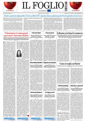 Prima pagina Il Foglio Quotidiano di oggi - Quotidiano nazionale