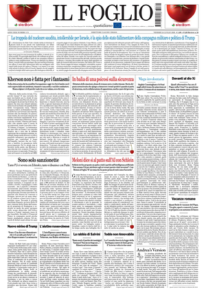 Prima pagina Il Foglio Quotidiano di oggi - Quotidiano nazionale