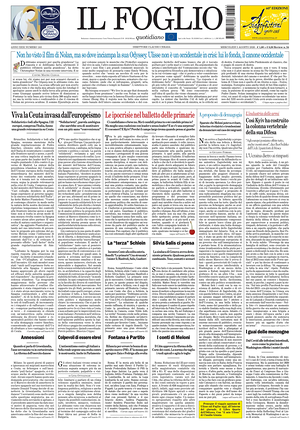 Prima pagina Il Foglio Quotidiano di oggi - Quotidiano nazionale