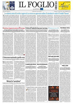 Prima pagina Il Foglio Quotidiano di oggi - Quotidiano nazionale