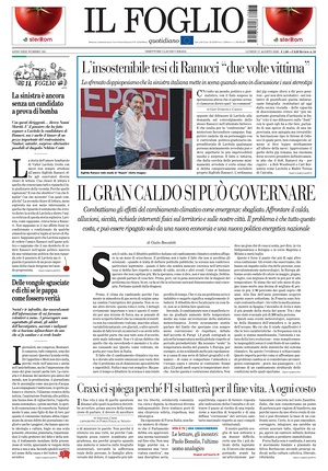 Prima pagina Il Foglio Quotidiano di oggi - Quotidiano nazionale