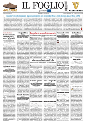 Prima pagina Il Foglio Quotidiano di oggi - Quotidiano nazionale