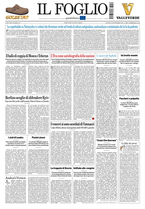 Prima pagina Il Foglio Quotidiano di oggi - Quotidiano nazionale