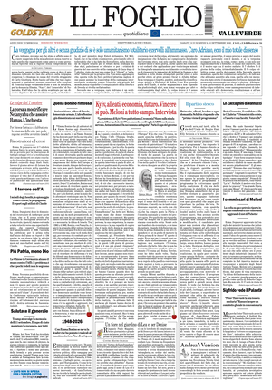 Prima pagina Il Foglio Quotidiano di oggi - Quotidiano nazionale