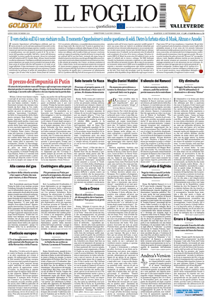 Prima pagina Il Foglio Quotidiano di oggi - Quotidiano nazionale